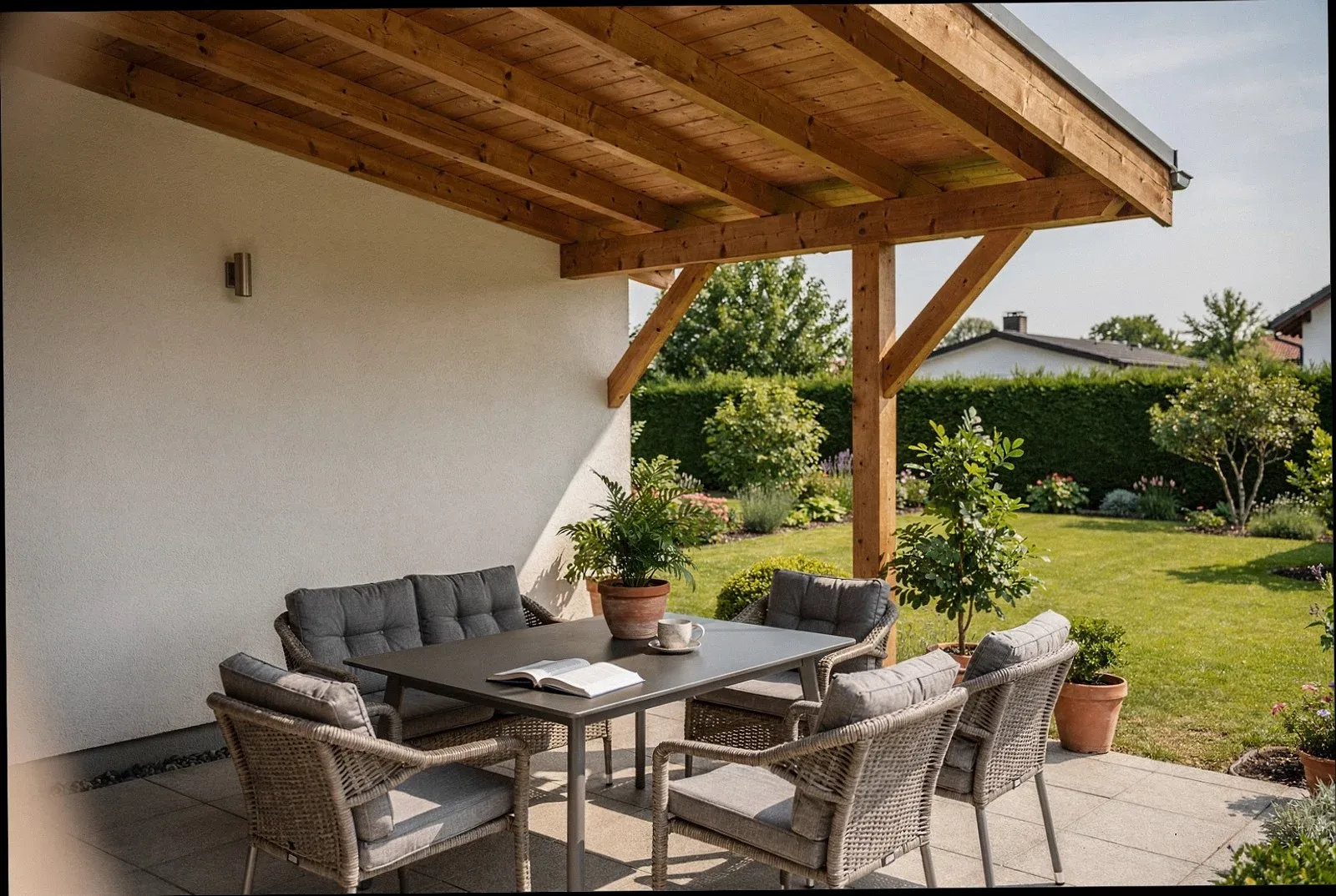 Terrassenüberdachung aus Holz in Bremen